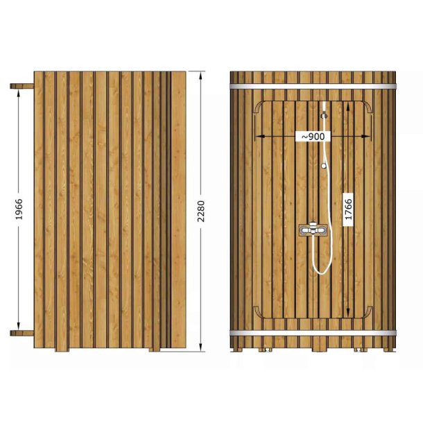 Udendrs Brusekabine i Thermowood