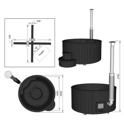 Vildmarksbad Deluxe Black Edition -Isoleret Cover og Indbygget Ovn  2 m