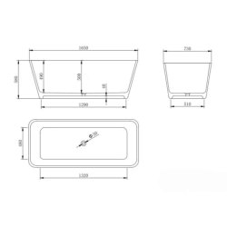 Wellis Carib matsort fritstende badekar i stbemarmor 1650 mm