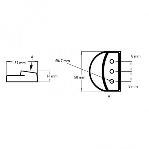 Beslag - Pudeholder - 50  39  14 mm Wellis