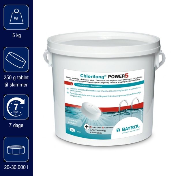 Chlorilong Power 5 250 g Multi Klortablet 5 kg - Bayrol