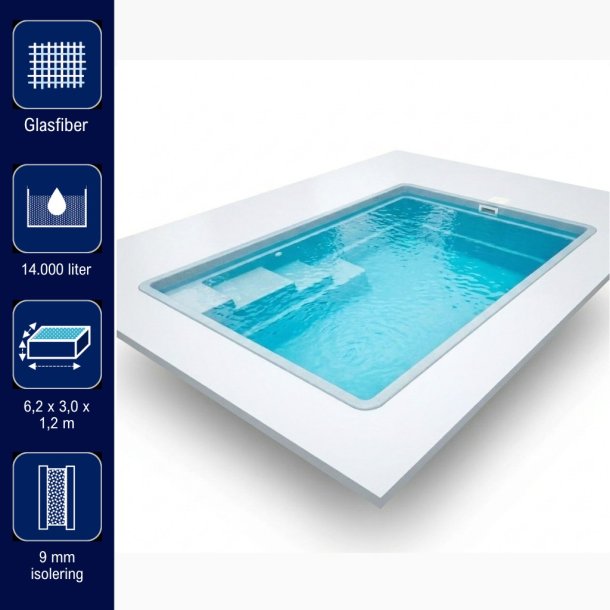 Coral Smart Glasfiber Pool pakke 4,6 x 3,0 x 1,2 m
