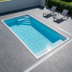 Coral Lyra Glasfiber Pool Pakke 6,18 x 3,14 x 1,4 m - set forfra p� hvid baggrund (Varenr. Lyra - 23515)