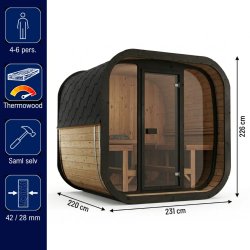 Sauna ICON 220 XL med glas front saml Selv