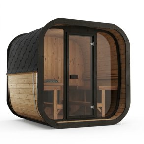Sauna ICON 220 XL med glas front saml Selv - set forfra p� hvid baggrund (Varenr. ICON220XL - 23408)