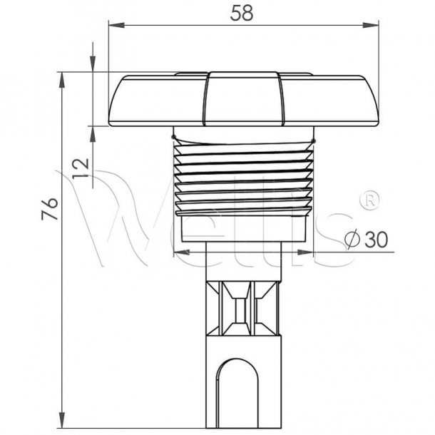 Wellis - Dyse til Spa - Jet 2" - transparent 1 Hul V3