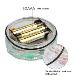 LED lampe RGB farveskift til under vand inkl. Fjernbetjening