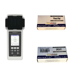 Pakke med PoolLab Digital Pooltester plus Ekstra refill tabletter