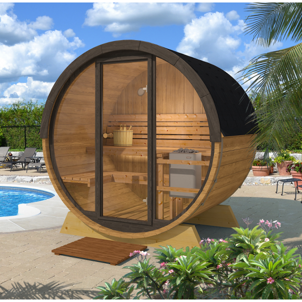 Pool Sauna 160 cm Glasfront Thermowood