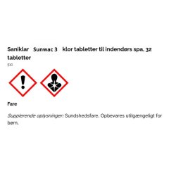 Spacare Sunwac 3 - Klortablet til Indendrs Spa - 32 stk