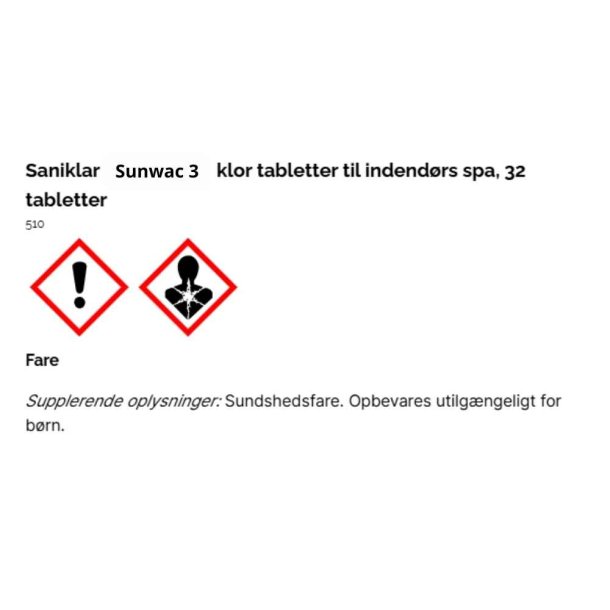 Spacare Sunwac 3 - Klortablet til Indendrs Spa - 32 stk