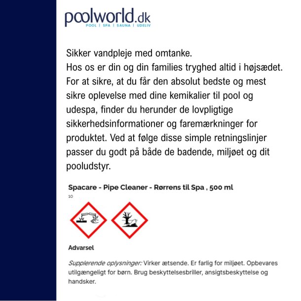Spacare - Pipe Cleaner - R&oslash;rrens til Spa - 500 ml