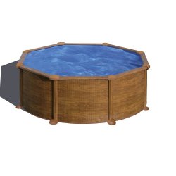 St�lv�gs Pool Rund Tr�look - H 1,32 m � 3,5 m - set forfra p� hvid baggrund (Varenr. D-358WO - 13991)