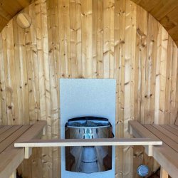 Sauna tnde Deluxe 2,8 m Panorama glas front Saml selv