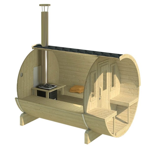 Sauna tnde 280 cm med brndeovn - 4-6 personer