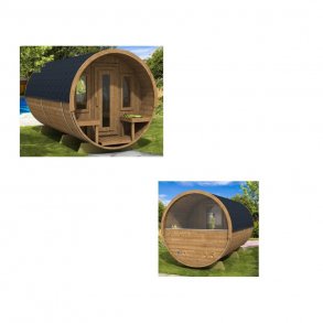 Sauna tnde Deluxe 4 m Halv Panorama Varmebehandlet tr