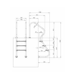 Rustfri Poolstige Nedgravet Pool m/3 dobbelt trin - AISI304