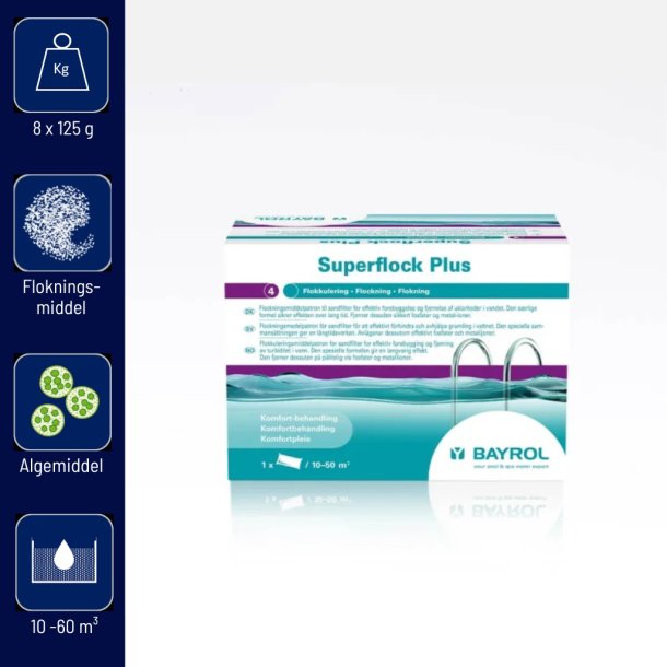 Bayrol Superflock plus - Flokmiddel i sokker - 8 poser - 1 kg