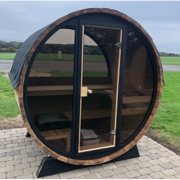 Pool Sauna 160 cm Glasfront med Halv Panorama Glas