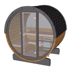 Pool Sauna 160 cm Glasfront med Halv Panorama Glas