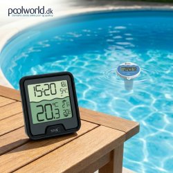 Tr�dl�st Pool Termometer MARBELLA - set forfra p� hvid baggrund - Poolworld.dk (Varenr. 30.3066.01 - 23292)