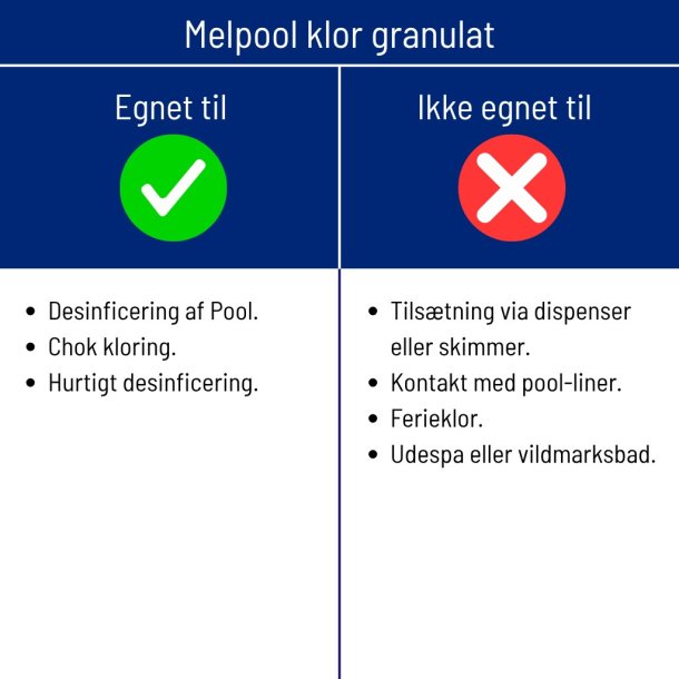 Melpool 70G - Klor Granulat - ingen Cyanursyre - 1 kg