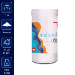 Melpool 70G - Klor Granulat - ingen Cyanursyre - 1 kg