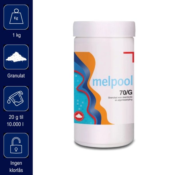 Melpool 70G - Klor Granulat - ingen Cyanursyre - 1 kg