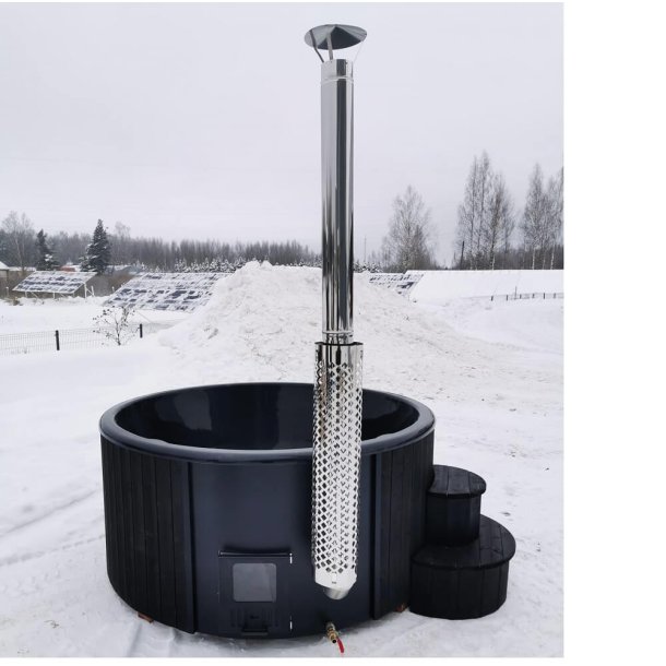 Vildmarksbad Deluxe Black Edition -Isoleret Cover og Indbygget Ovn  2 m