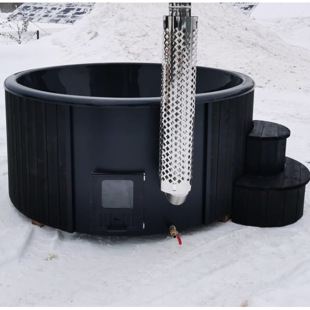 Vildmarksbad Deluxe Black Edition -Isoleret Cover og Indbygget Ovn  2 m