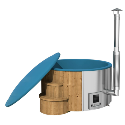 Vildmarksbad Deluxe Glasfiber / Thermowood Indbygget Ovn  2 m Fs 3 farver