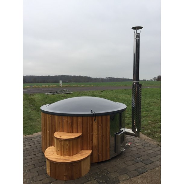 Vildmarksbad Deluxe Glasfiber / Thermowood Indbygget Ovn  2 m Fs 3 farver