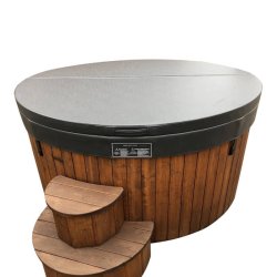 Vildmarksbad Deluxe Glasfiber / Thermowood Indbygget Ovn  2 m Fs 3 farver