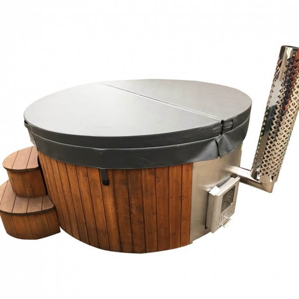 Vildmarksbad Deluxe Glasfiber / Thermowood Indbygget Ovn  2 m Fs 3 farver