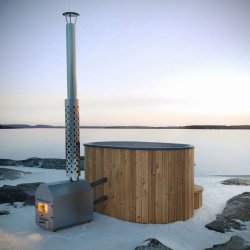 Oval Vildmarksbad OFURO - Gr  - Thermowood - Ekstern ovn