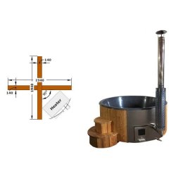 Vildmarksbad Deluxe Glasfiber / Thermowood Indbygget Ovn  2 m Fs 3 farver