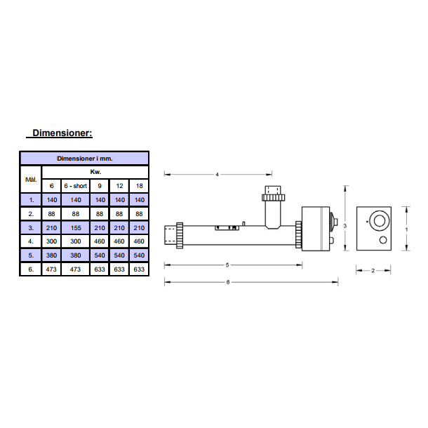 Elvarmer til pool og spa Justerbar Termostat - 4 strrelser