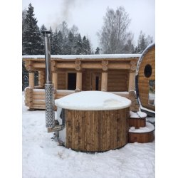 Vildmarksbad Deluxe Glasfiber / Thermowood Indbygget Ovn  2 m Fs 3 farver