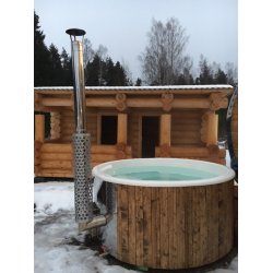 Vildmarksbad Deluxe Glasfiber / Thermowood Indbygget Ovn  2 m Fs 3 farver