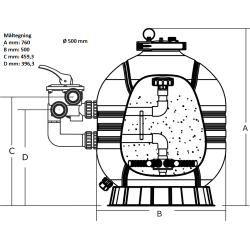 Sandfilter HDPE med sideventil 6-vejs Mega+ Flere strrelser
