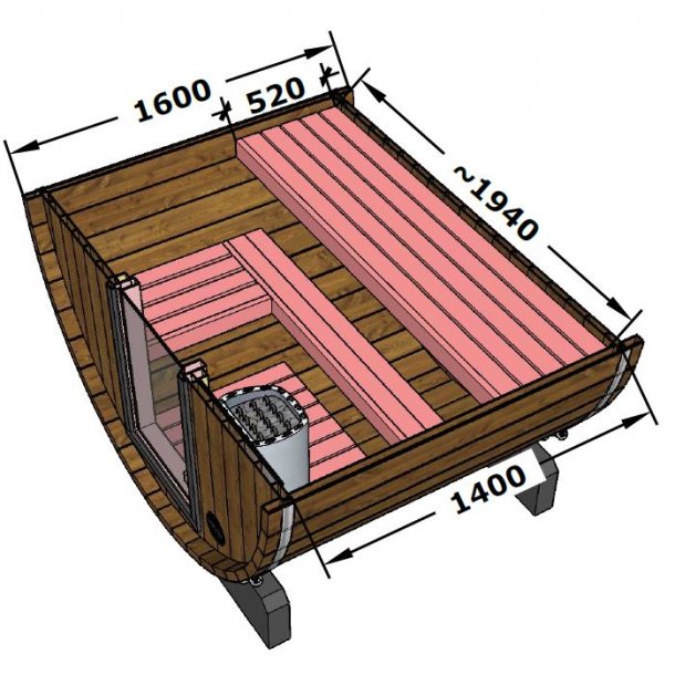 Sauna Tnde 160 cm Terrasse 2-3 pers. 4 varianter