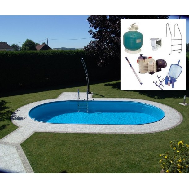 Oval Pool Pakke 4,16x8x H1,5 m Komplet med Udstyr