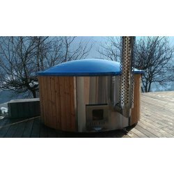 Vildmarksbad Deluxe Glasfiber / Thermowood Indbygget Ovn  2 m Fs 3 farver