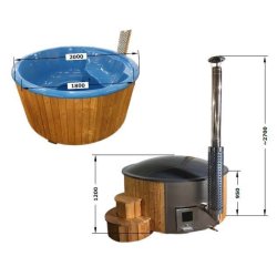 Vildmarksbad Deluxe Glasfiber / Thermowood Indbygget Ovn  2 m Fs 3 farver