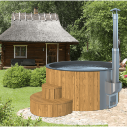 Vildmarksbad Deluxe XL Glasfiber-Thermowood Indbygget Ovn  2,3 m Fs 3 farver