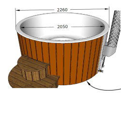 Vildmarksbad Deluxe XL Glasfiber-Thermowood Indbygget Ovn  2,3 m Fs 3 farver