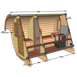 Sauna tnde 330 cm i grantr