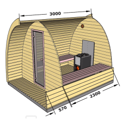 POD sauna 300 cm  4-6 personer Saml selv