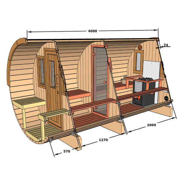 Sauna tnde 4 m i varmebehandlet tr 2 varianter