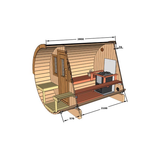 Sauna tnde 280 cm 4-6 personer 4 varianter